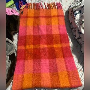 Steve Madden Pink and Orange Plaid Scarf